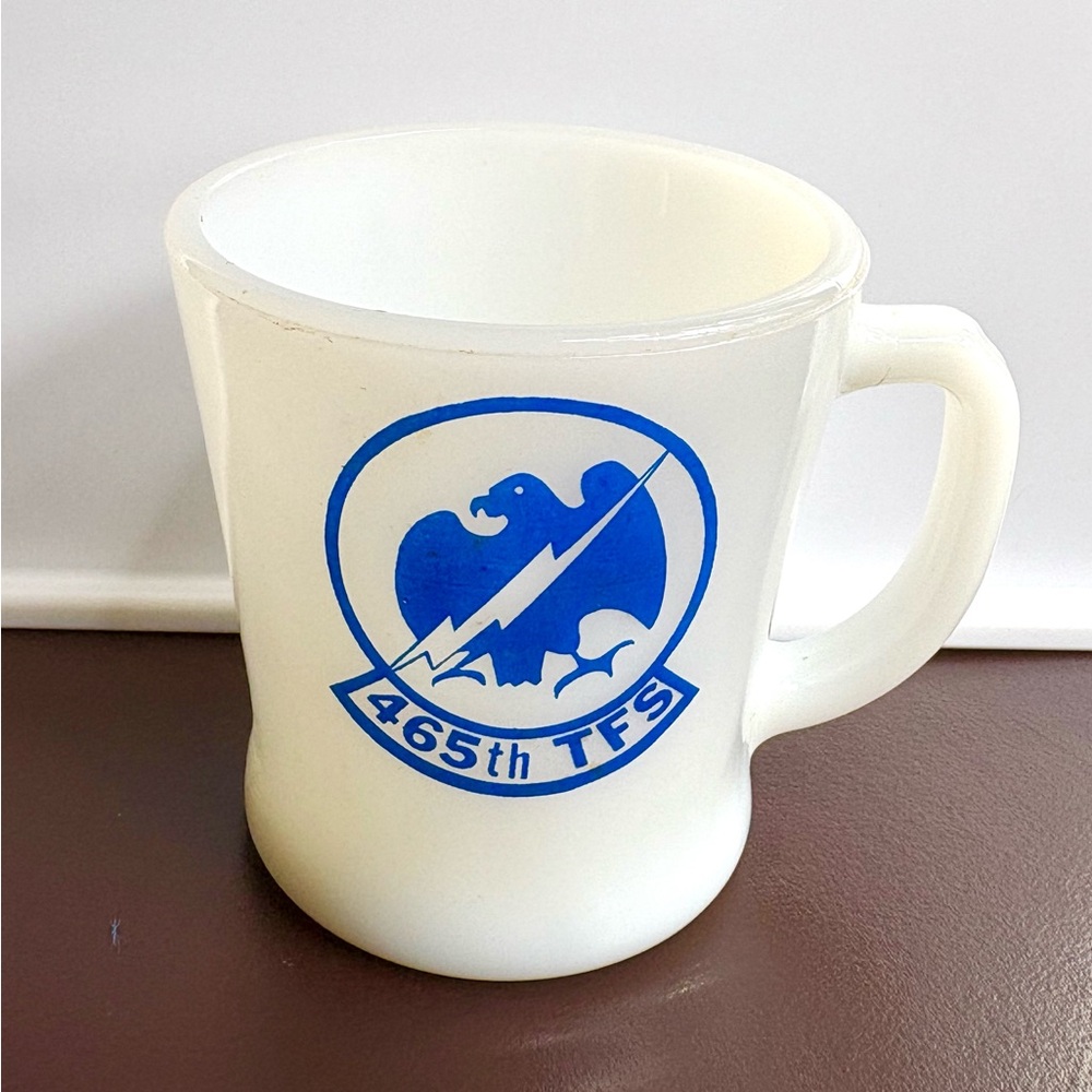 Vintage Air Force Fire King Milk Glass Mug